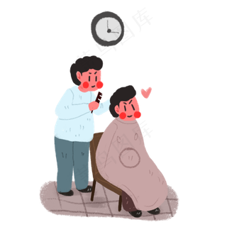 龙抬头卡通理发人物,免抠元素