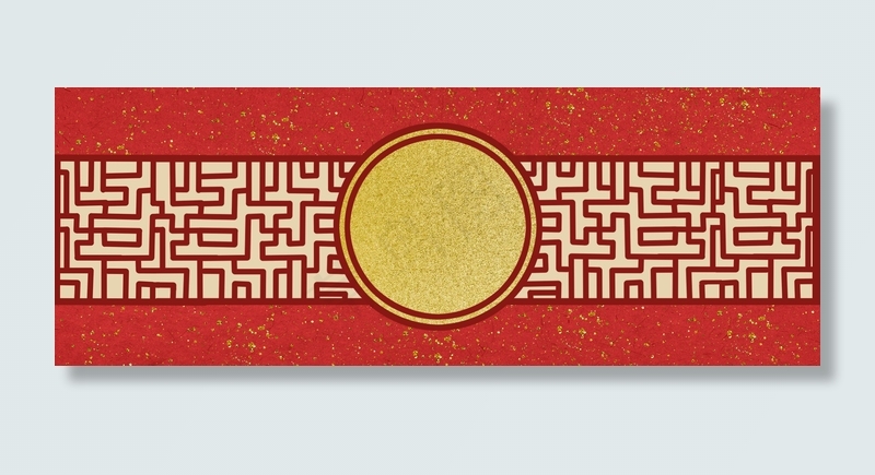 中国风红金烫金边框(1920*700px 	       )psd模版下载