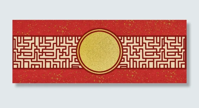 中国风红金烫金边框(1920*700px 	       )psd模版下载