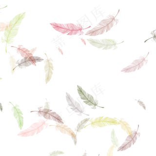 天空漂浮的彩色羽毛可商用,免抠元素