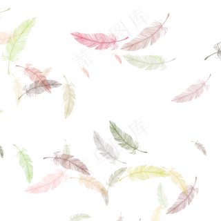 天空漂浮的彩色羽毛可商用,免抠元素