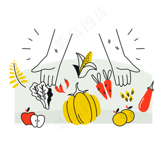 卡通播种收获矢量素材