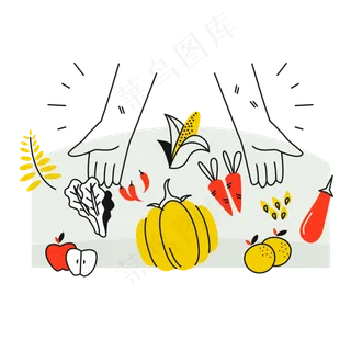 卡通播种收获矢量素材