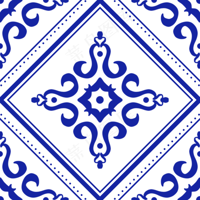 青花瓷纹样花纹(2000X2000(DPI:96))psd模版下载