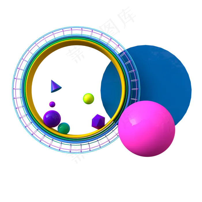 C4D立体不规则圆环漂浮球电商(2000X2000(DPI:300))psd模版下载