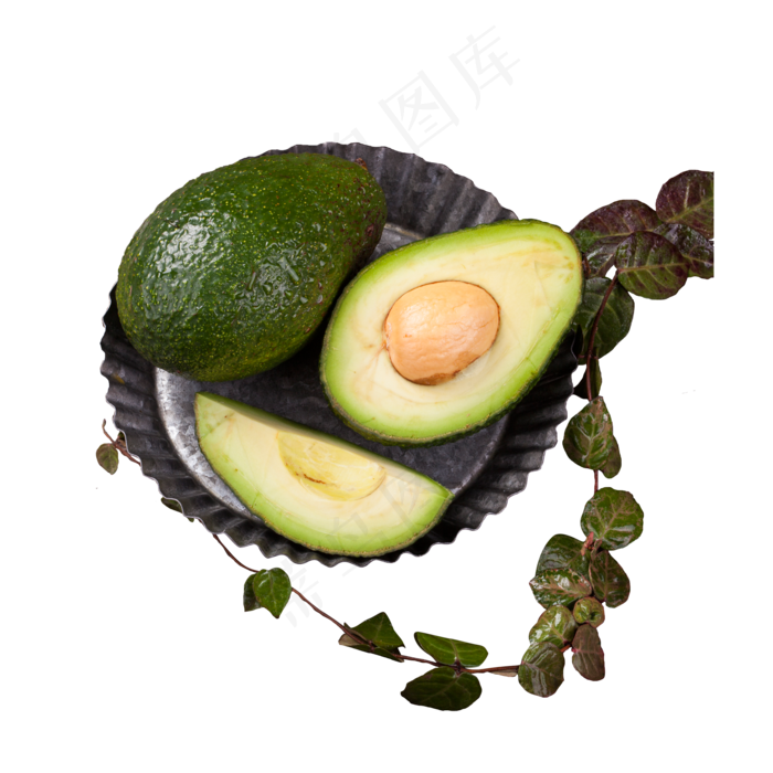 绿色圆弧牛油果食物盘子元素