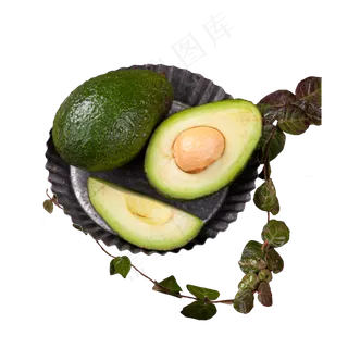 绿色圆弧牛油果食物盘子元素