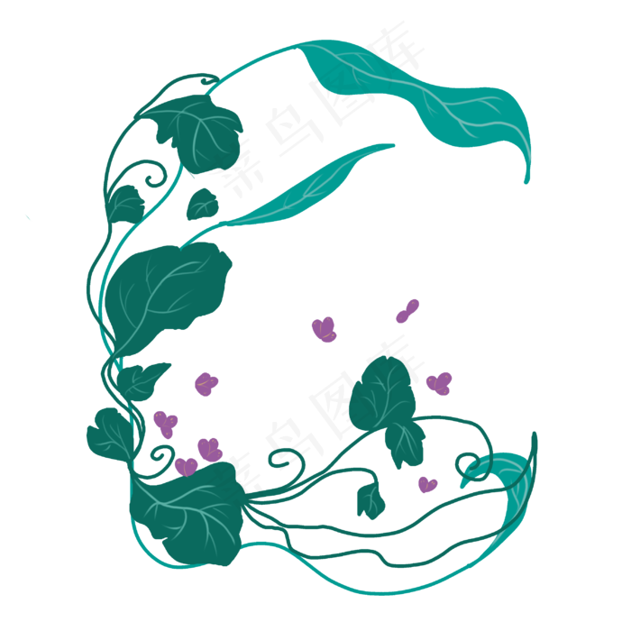 紫色花藤卡通插画