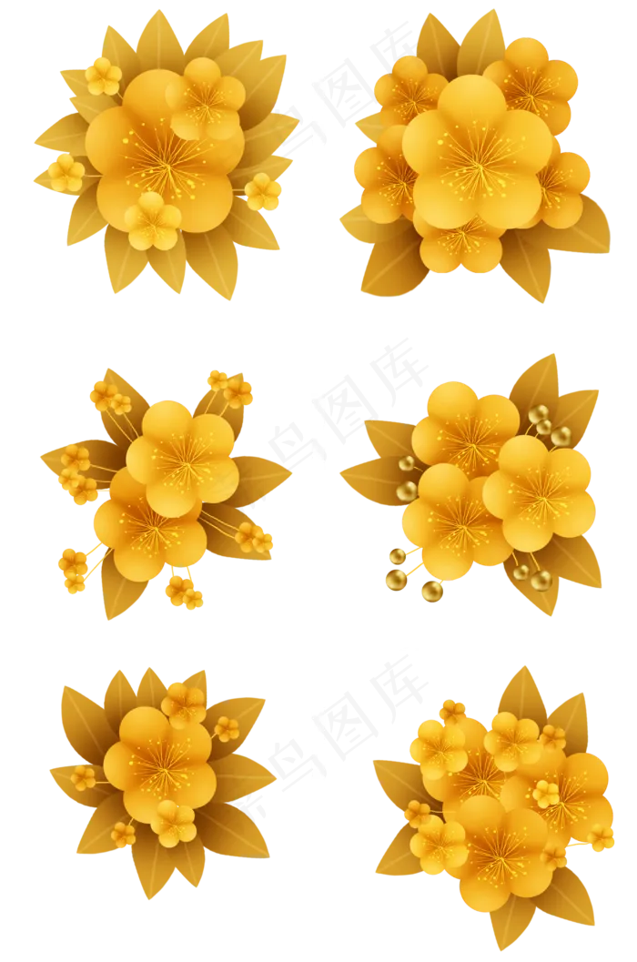 春节富贵金色梅花装饰,免抠元素(2000X3020(DPI:300))psd模版下载