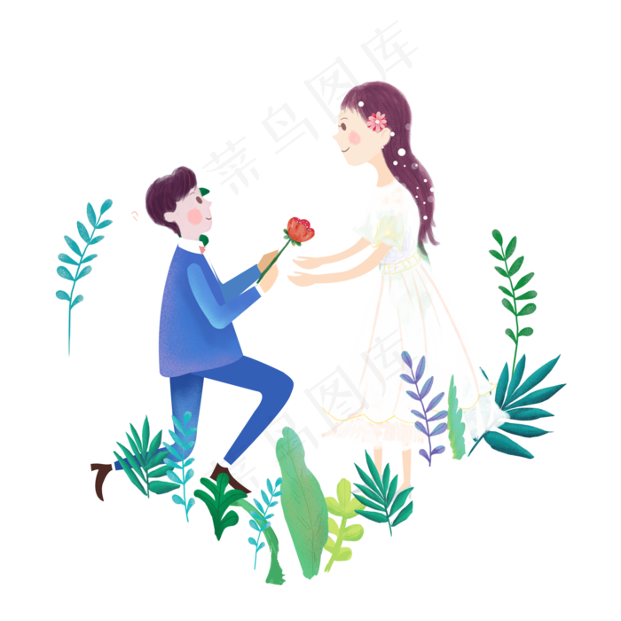 卡通向女孩求婚(2000X2000(DPI:300))psd模版下载