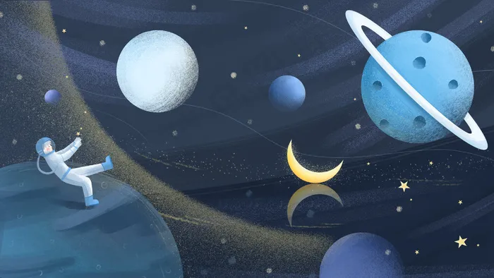 星球宇航员星星月亮宇宙(2880*1620px 300 dpi )psd模版下载