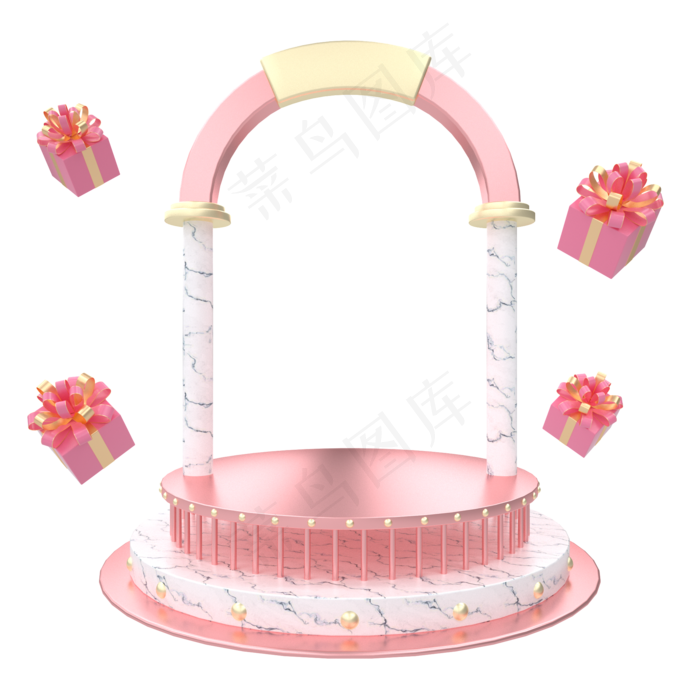 C4D玫瑰金大理石欧式舞台