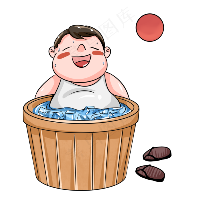 解暑的胖子表情包(2000X2000(DPI:300))psd模版下载