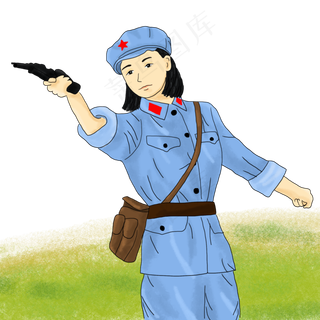 党建节建军节女红军PNG