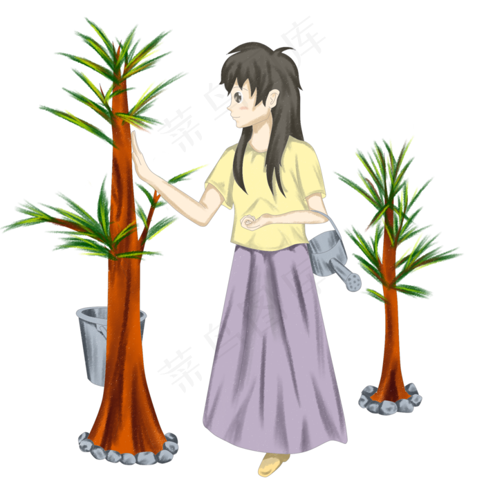 植树节观树的小女孩(2000X2000(DPI:299))psd模版下载