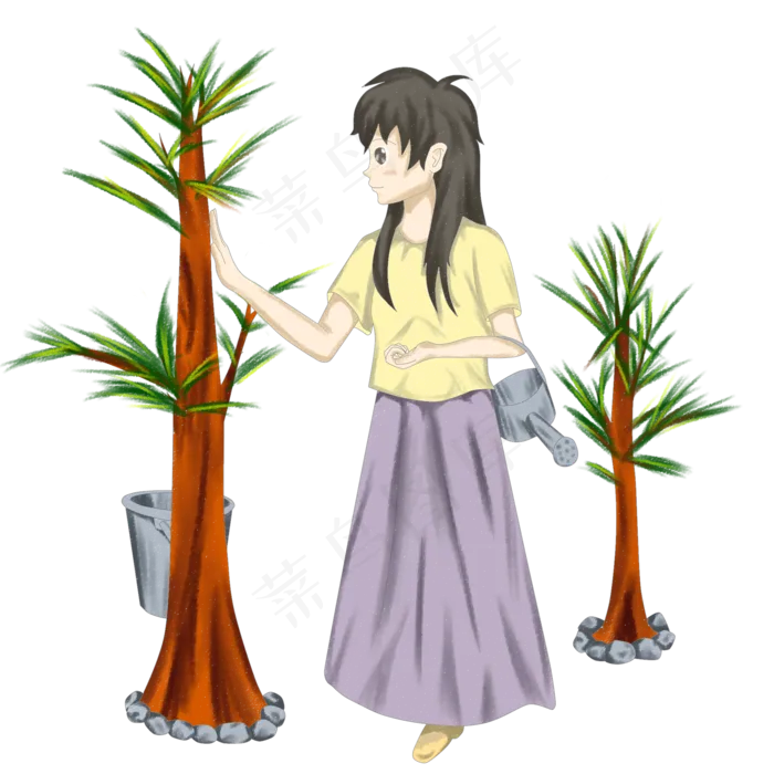 植树节观树的小女孩(2000X2000(DPI:299))psd模版下载
