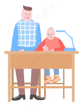 父亲辅导孩子作业