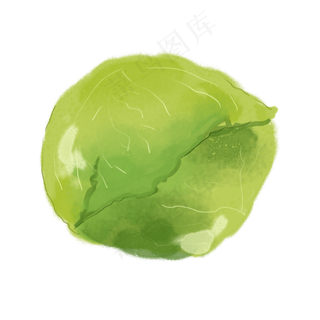 水彩小清新绿色平包菜洋白菜蔬菜