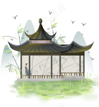 中国风庭院竹子,免抠元素