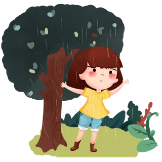 谷雨躲雨的小女孩