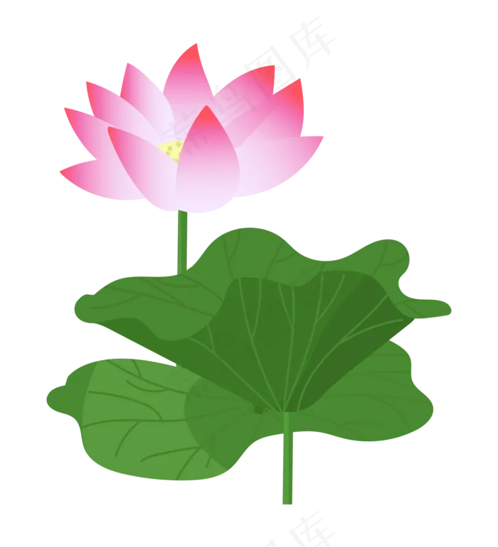 一朵粉色荷花插图(2000*2200px 300 dpi )ai矢量模版下载