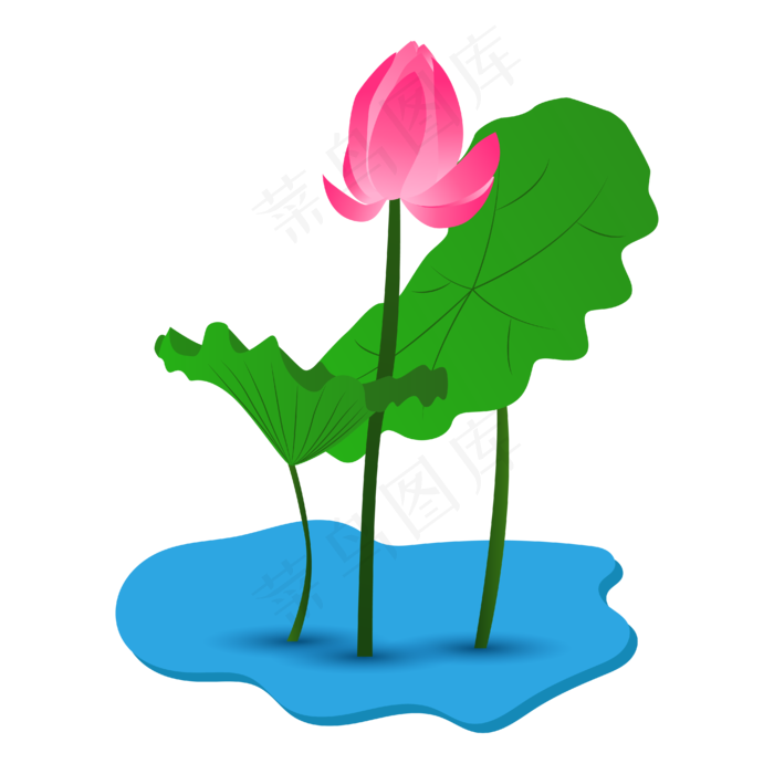 矢量卡通粉色莲花