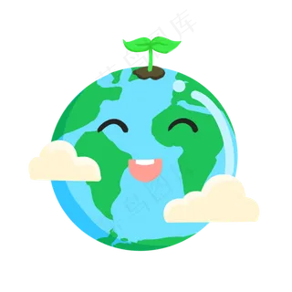 卡通绿色世界地球日