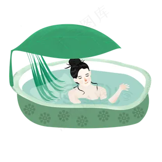 在浴缸里洗澡的美女免扣图