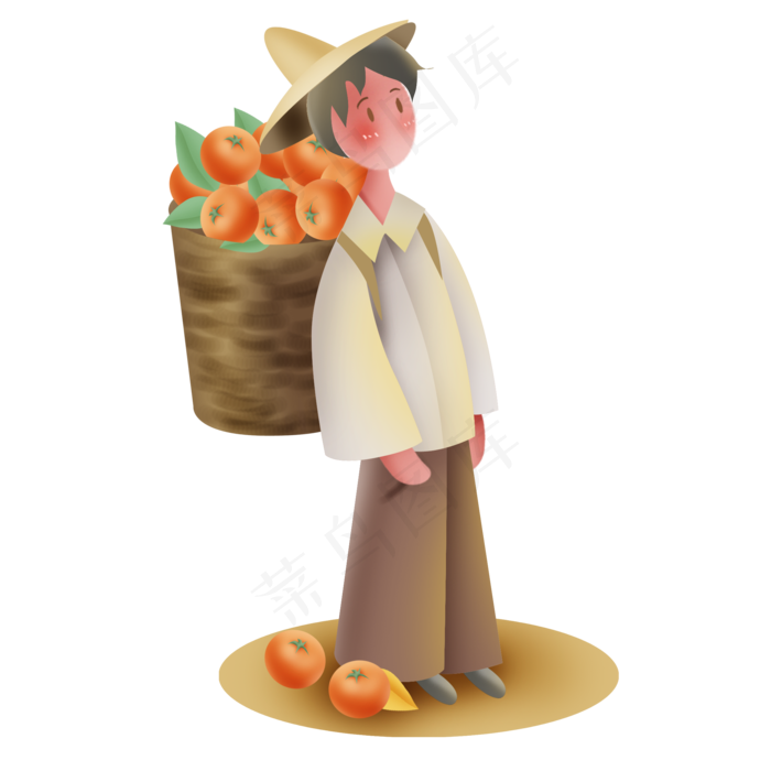 秋天果农和橘子