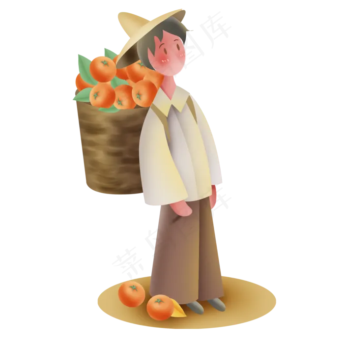 秋天果农和橘子(2000X2000(DPI:299))psd模版下载