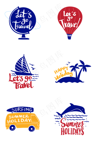 假日旅行简约英文花体字怀旧剪影