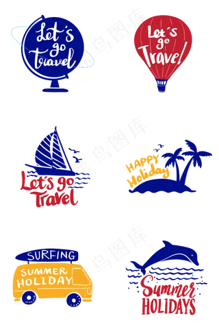 假日旅行简约英文花体字怀旧剪影