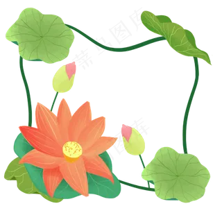 不规则正方形荷花边框