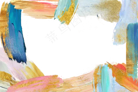 金粉油画笔触装饰边框,免抠元素