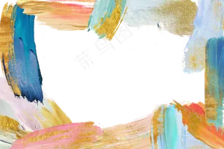 金粉油画笔触装饰边框,免抠元素