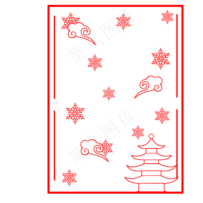 卡通手绘方形剪纸边框,免抠元素(2000X2000(DPI:300))psd模版下载