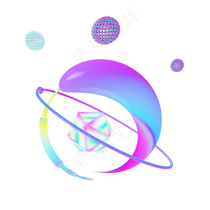 C4D渐变蒸汽波风格立体装饰