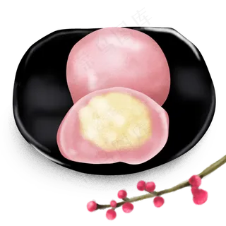一盘粉色团子装饰,免抠元素