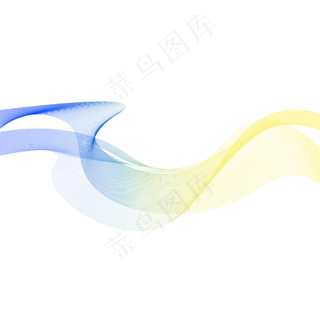 黄蓝色飘带素材,免抠元素