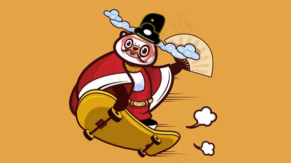 暖色调扁平风玩转国潮京剧丑角嘻哈熊猫配图 暖色调扁平风玩转国潮京剧丑角嘻哈熊猫配图