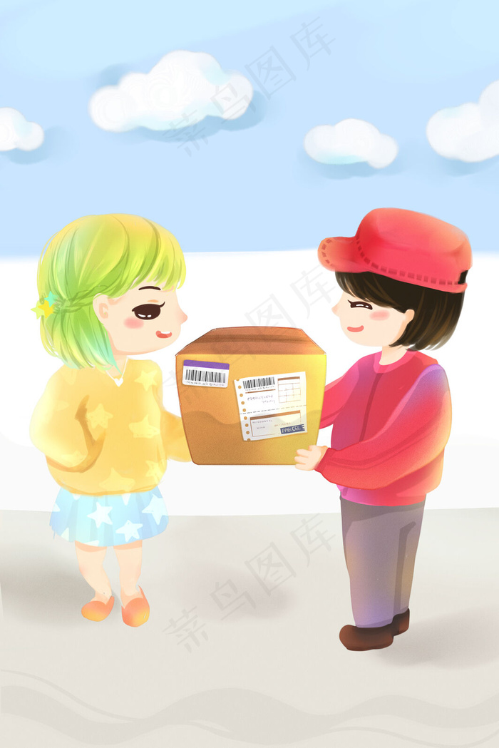 快递小姐姐小哥哥辛苦了(3545*5315px 300 dpi )psd模版下载