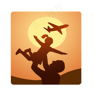 父爱彩色剪影装饰图