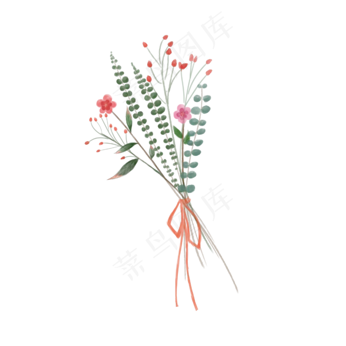 水彩风小清新花束(3000X3000(DPI:72))psd模版下载