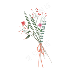 水彩风小清新花束