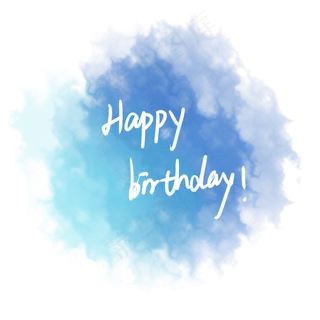 蓝色生日快乐水彩插图