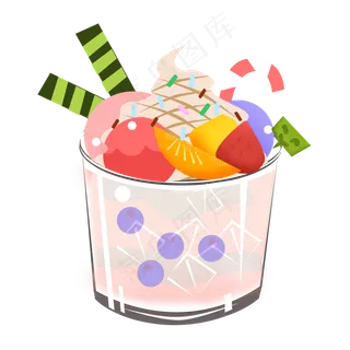 夏季清新可爱水果酸奶冰淇淋杯