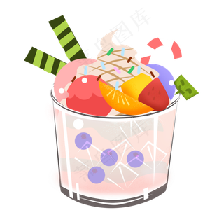 夏季清新可爱水果酸奶冰淇淋杯