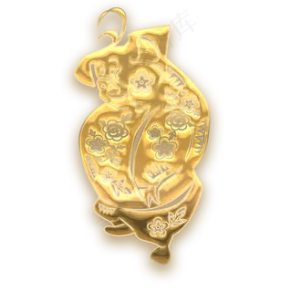 立体创意金色剪纸猪,免抠元素