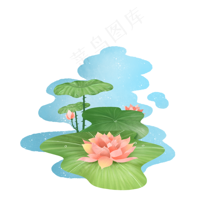 夏天荷塘免抠素材(2000X2000(DPI:299))psd模版下载