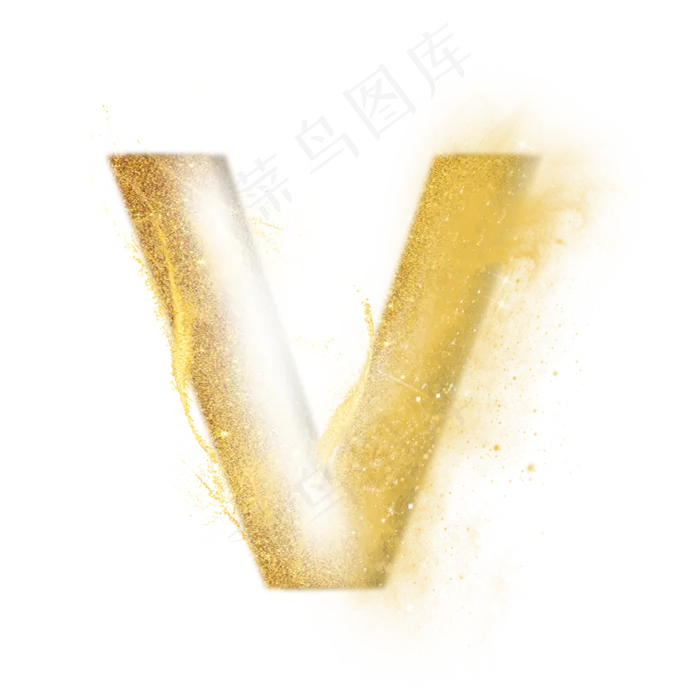 炫酷金色沙子光效字母V(3000X3000(DPI:300))psd模版下载